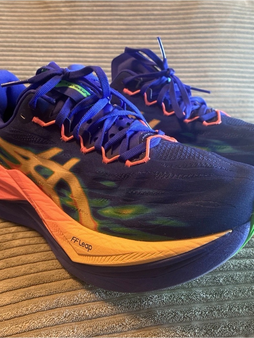 ASICS Superblast 3 Men's Running Shoes Blue Orange Green Size 7.5